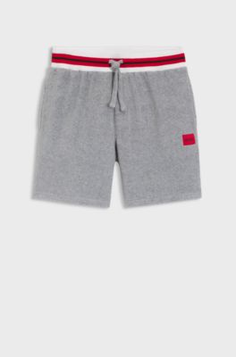 Cotton-blend shorts with contrast trims, Grey