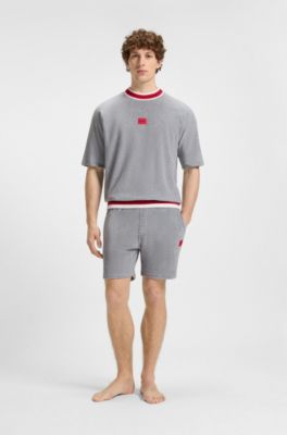 Short van een katoenmix met contrasterende details, Grijs