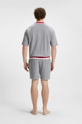 Short van een katoenmix met contrasterende details, Grijs