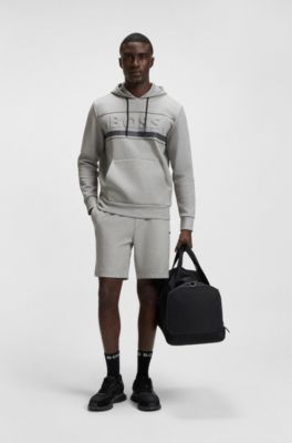 Sweat &agrave; capuche en coton m&eacute;lang&eacute; &agrave; rayures, Gris