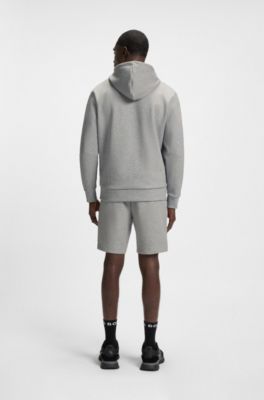 Sweat &agrave; capuche en coton m&eacute;lang&eacute; &agrave; rayures, Gris