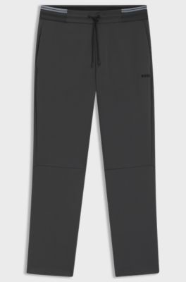 Cotton-blend tracksuit bottoms with striped waistband, Dark Grey
