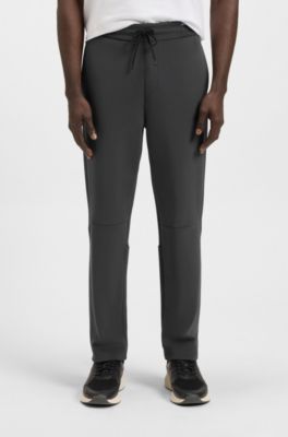 Cotton-blend tracksuit bottoms with striped waistband, Dark Grey