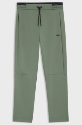 Cotton-blend tracksuit bottoms with striped waistband, Green
