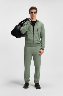 Jogginghose aus Baumwoll-Mix mit gestreiftem Bund, Gr&uuml;n