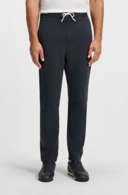 Cotton-blend tracksuit bottoms with striped waistband, Dark Blue