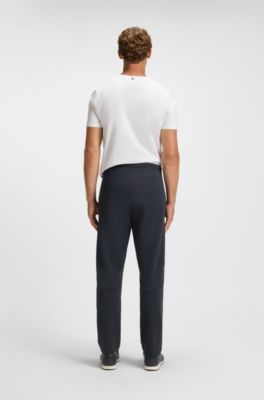 Cotton-blend tracksuit bottoms with striped waistband, Dark Blue