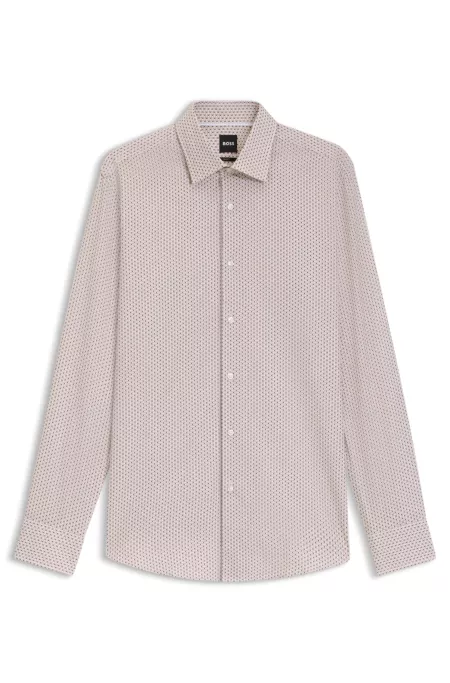 Slim-fit shirt in printed cotton twill