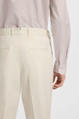 Slim-fit shirt in printed cotton twill, Beige Patterned
