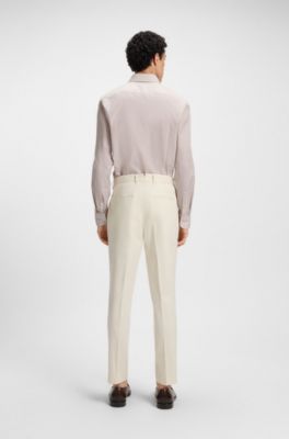 Slim-fit shirt in printed cotton twill, Beige Patterned