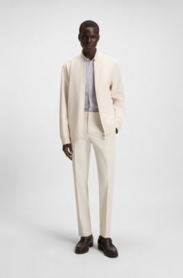 Slim-fit shirt in printed performance-stretch jersey, Brown