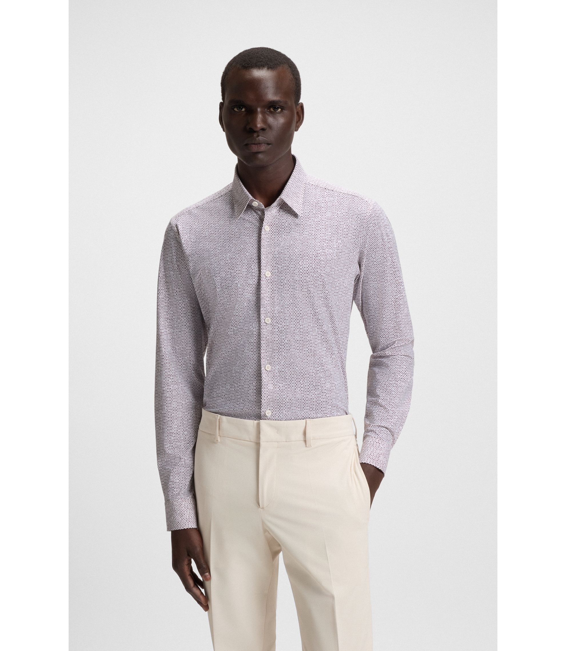 Bedrucktes Slim-Fit Hemd aus funktionalem Stretch-Jersey