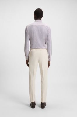 Slim-fit shirt in printed performance-stretch jersey, Brown