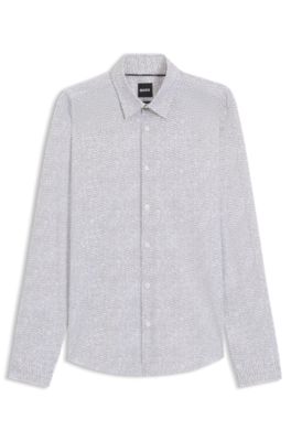 Bedrucktes Slim-Fit Hemd aus funktionalem Stretch-Jersey, Gr&uuml;n