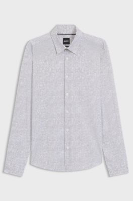 Slim-fit shirt in printed performance-stretch jersey, Green