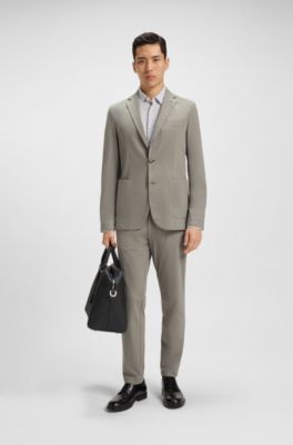 Skjorte med slim fit af jersey med performance-str&aelig;k og print, Gr&oslash;n