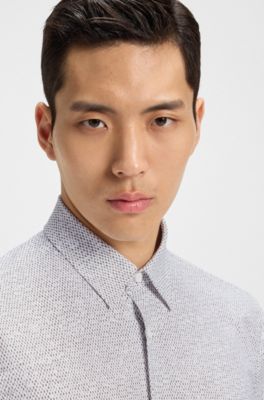 Bedrucktes Slim-Fit Hemd aus funktionalem Stretch-Jersey, Gr&uuml;n