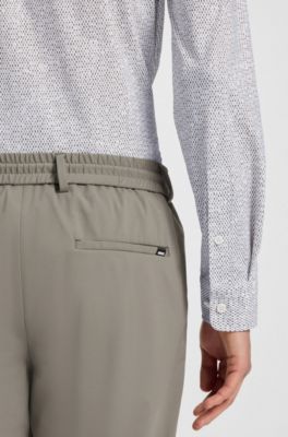 Skjorte med slim fit af jersey med performance-str&aelig;k og print, Gr&oslash;n