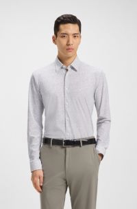 Slim-fit shirt in printed performance-stretch jersey, Green