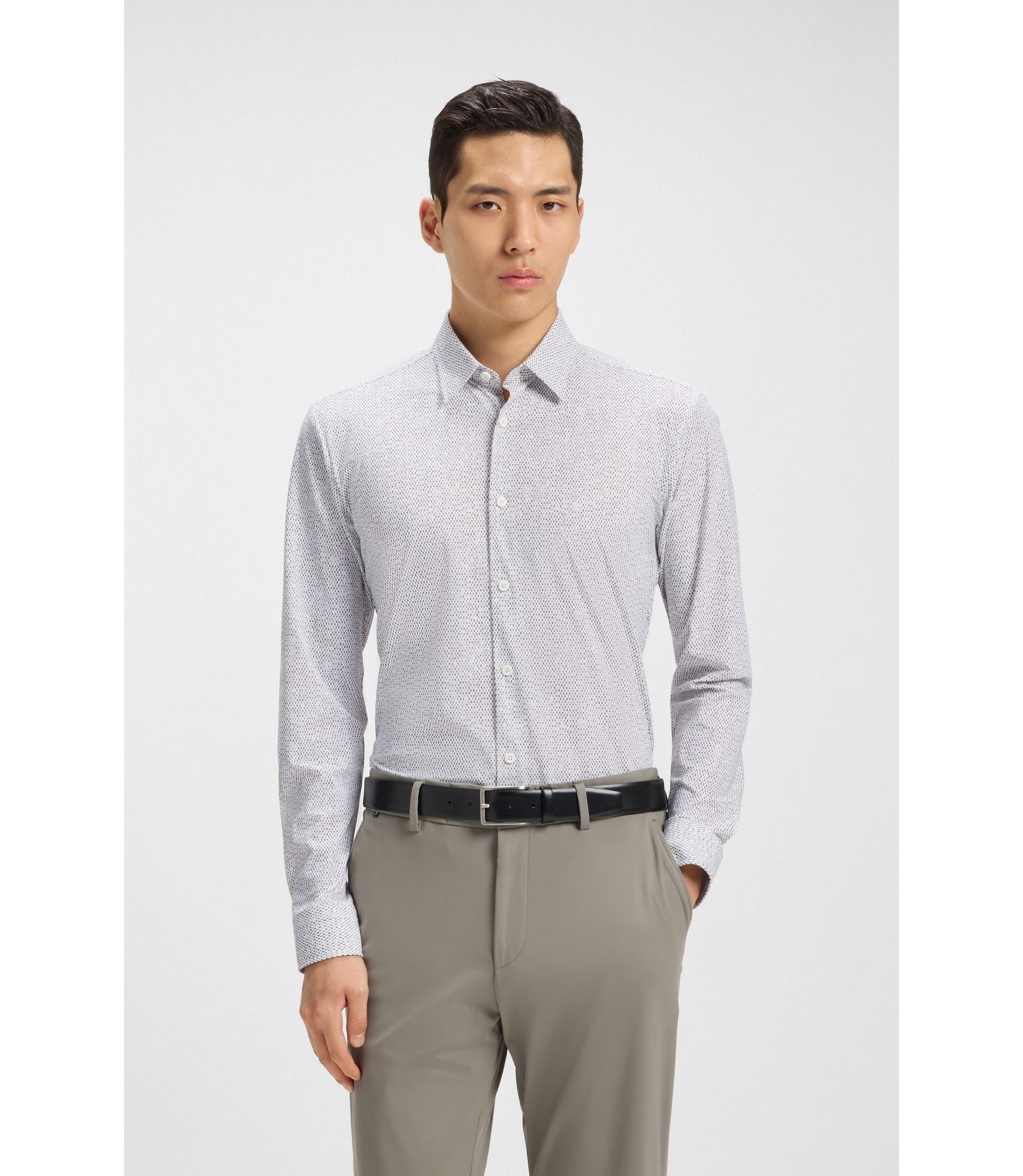 Bedrucktes Slim-Fit Hemd aus funktionalem Stretch-Jersey