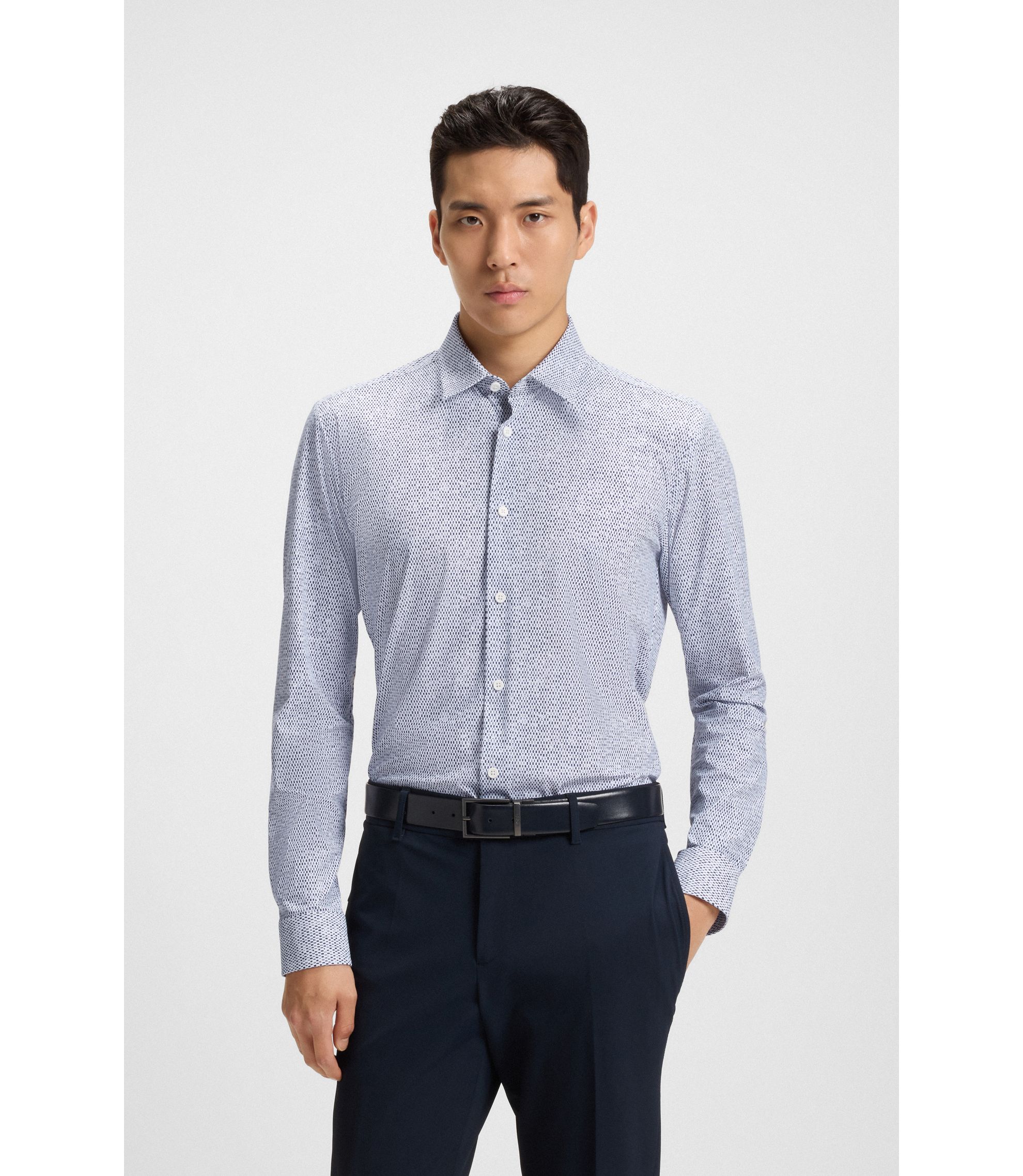 Bedrucktes Slim-Fit Hemd aus funktionalem Stretch-Jersey