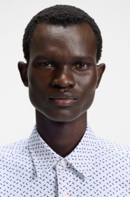 Bedrucktes Slim-Fit Hemd aus funktionalem Stretch-Jersey, Wei&szlig; gemustert