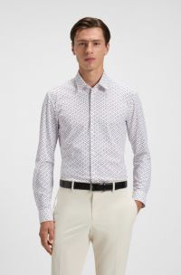 Slim-fit shirt in printed performance-stretch jersey, Patterned