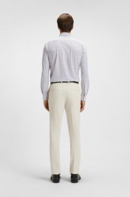 Slim-fit shirt in printed performance-stretch jersey, White Patterned