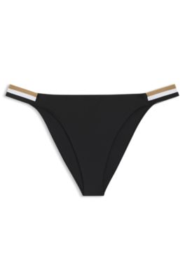Signature-stripe bikini bottoms, Black