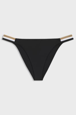 Bas de bikini &agrave; rayures embl&eacute;matiques, Noir
