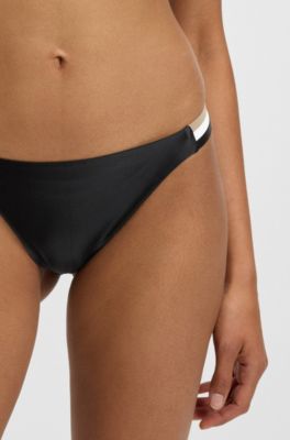 Signature-stripe bikini bottoms, Black