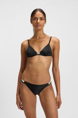 Signature-stripe bikini bottoms, Black