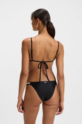 Signature-stripe bikini bottoms, Black