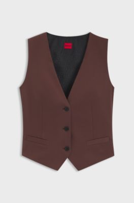 Regular-fit waistcoat in stretch fabric, Dark Brown