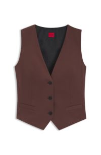 Regular-fit waistcoat in stretch fabric, Dark Brown