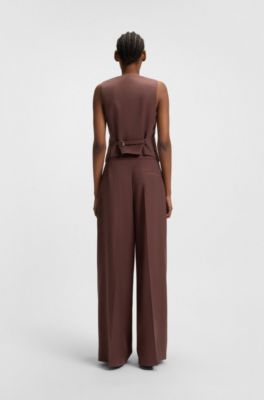 Regular-fit waistcoat in stretch fabric, Dark Brown