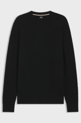 Cotton sweater with knitted structure, Black