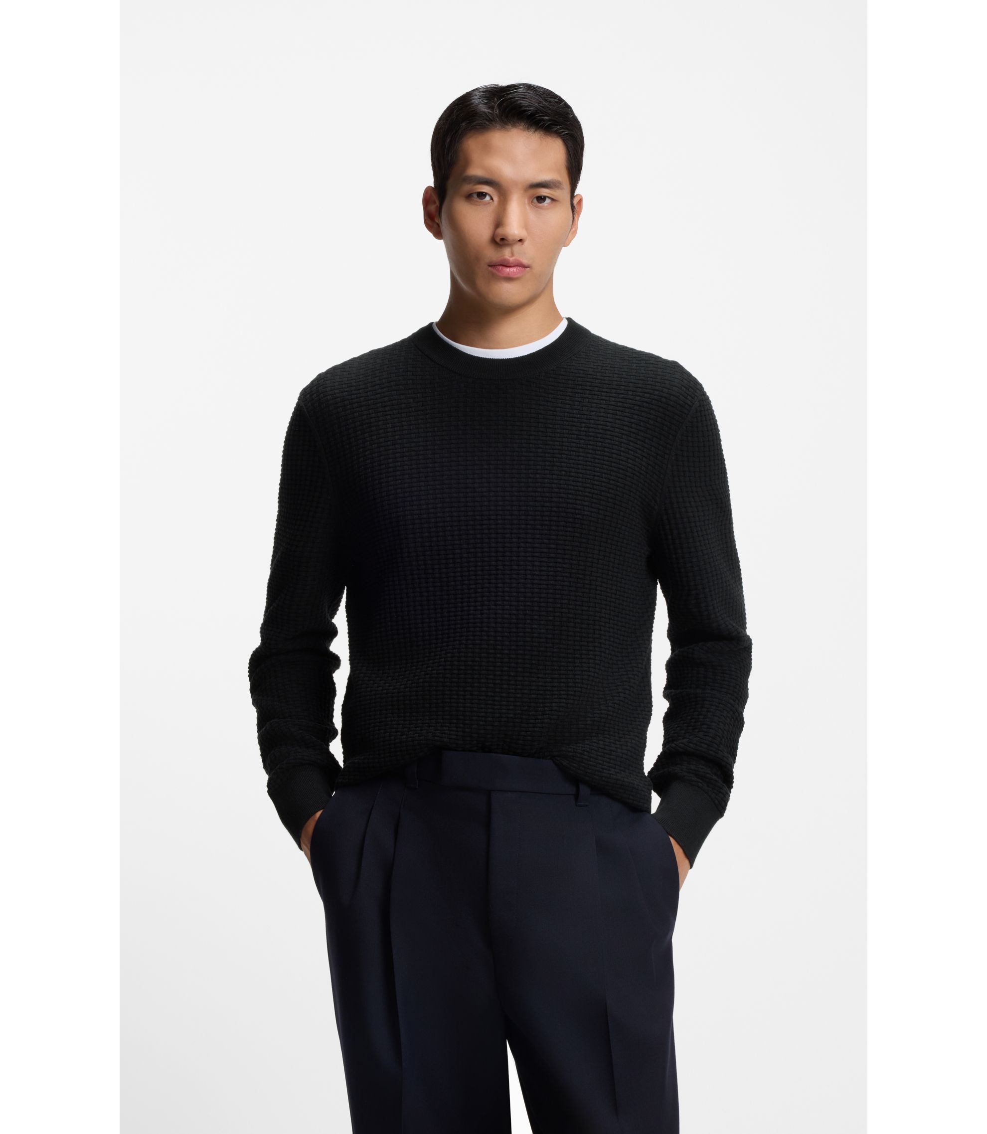 Pullover aus Baumwolle mit Strickstruktur