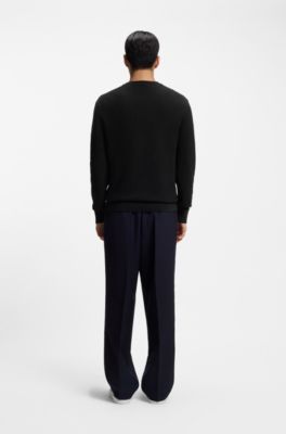 Cotton sweater with knitted structure, Black