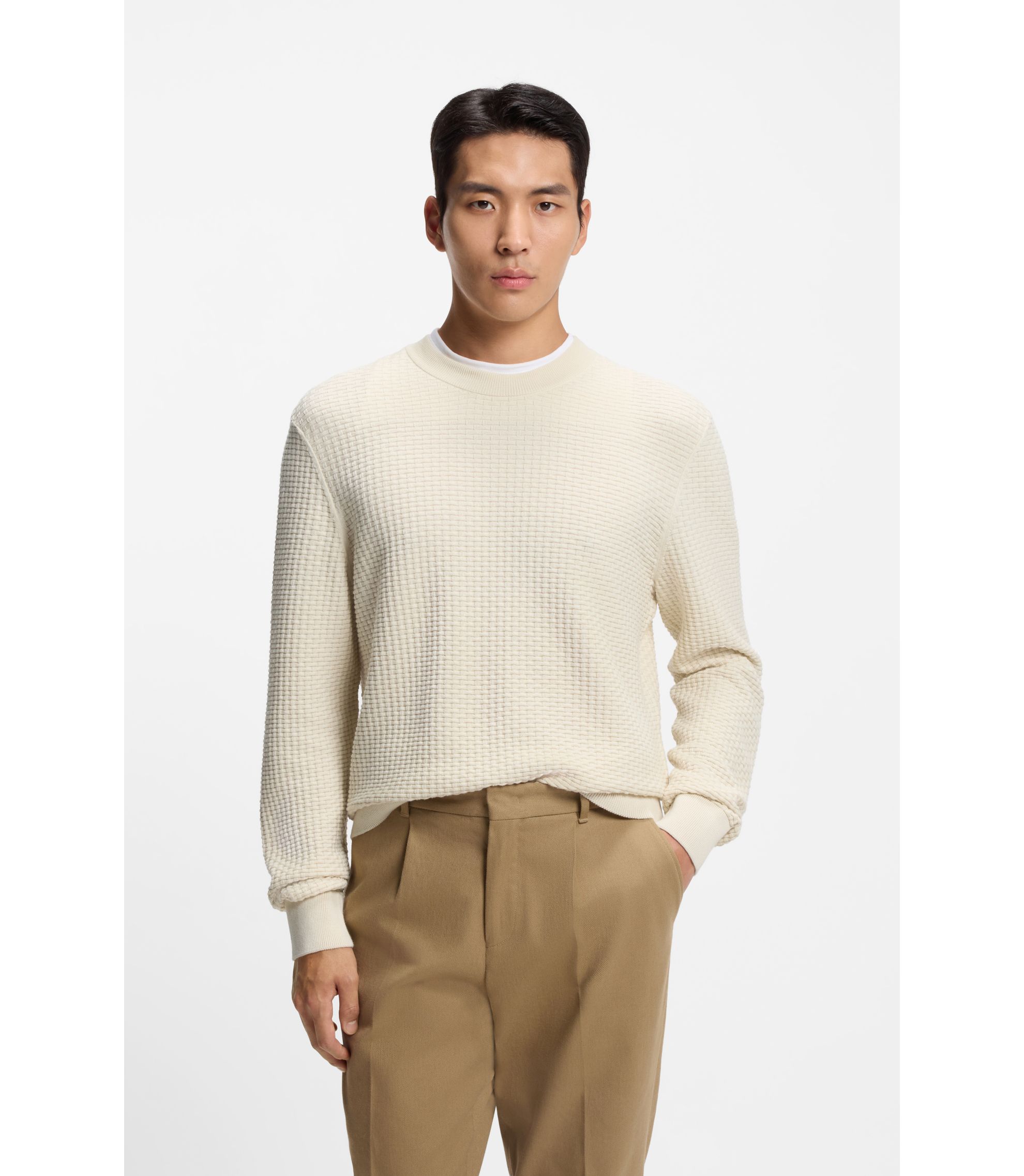 Pullover aus Baumwolle mit Strickstruktur