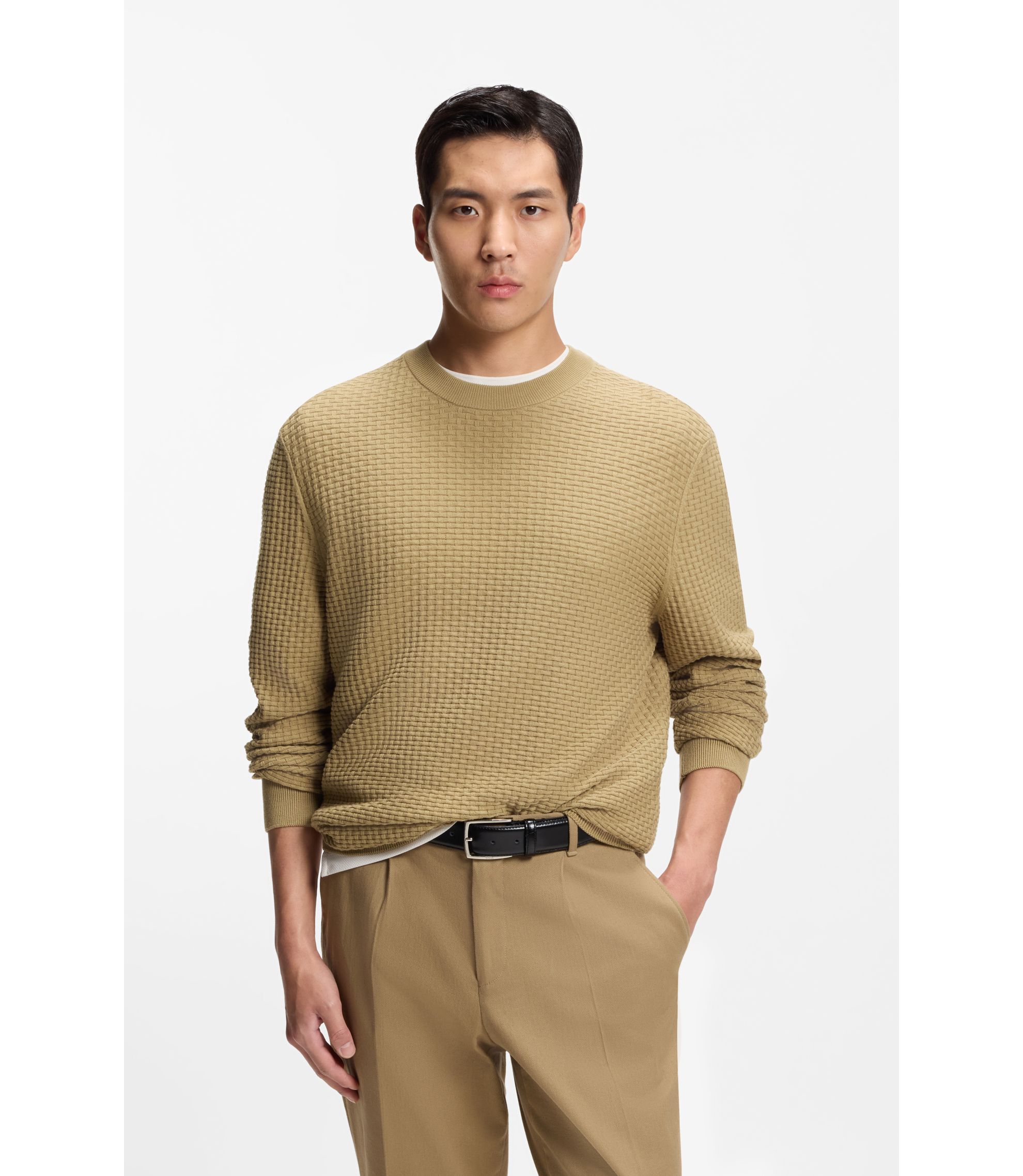 Pullover aus Baumwolle mit Strickstruktur