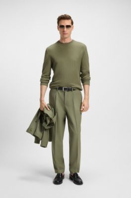 Pull en maille de coton, Olive