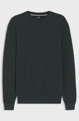 Cotton sweater with knitted structure, Light Green