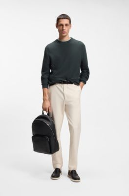 Cotton sweater with knitted structure, Light Green