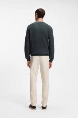 Cotton sweater with knitted structure, Light Green