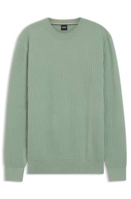 Cotton sweater with knitted structure 1