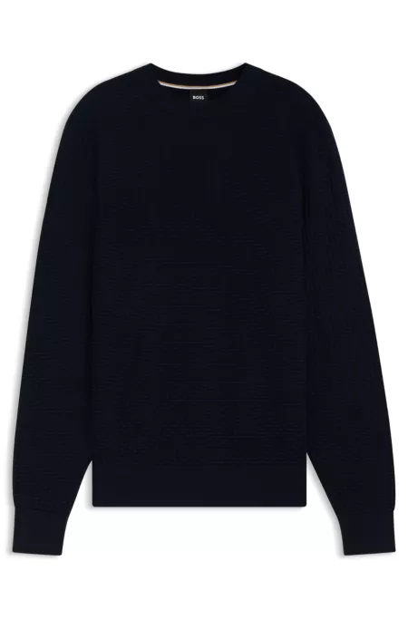 Cotton sweater with mixed structures