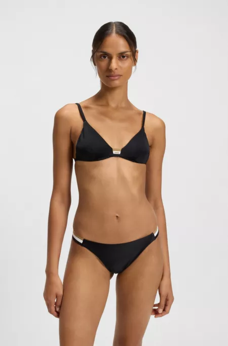 Signature-stripe bikini top with UPF 50