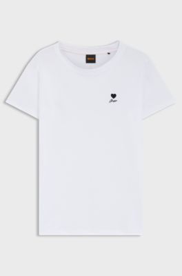 Cotton-jersey T-shirt with chest artwork, Natural