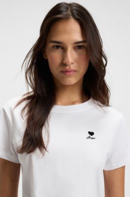 Cotton-jersey T-shirt with chest artwork, White